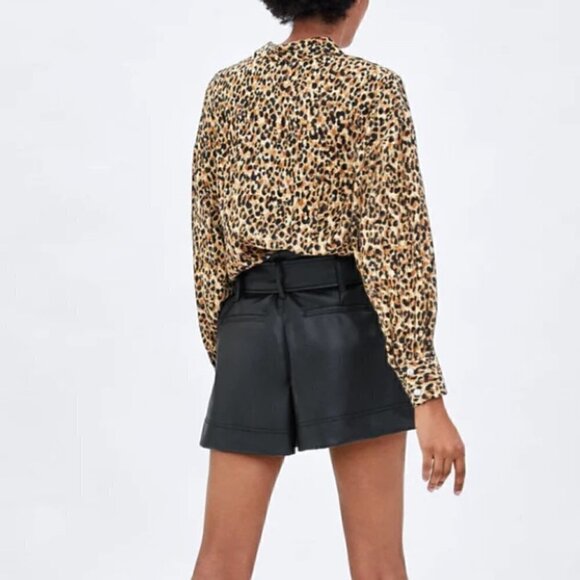 ZARA Printed Button Up Blouse Long Sleeves Cropped Small - Picture 7 of 14